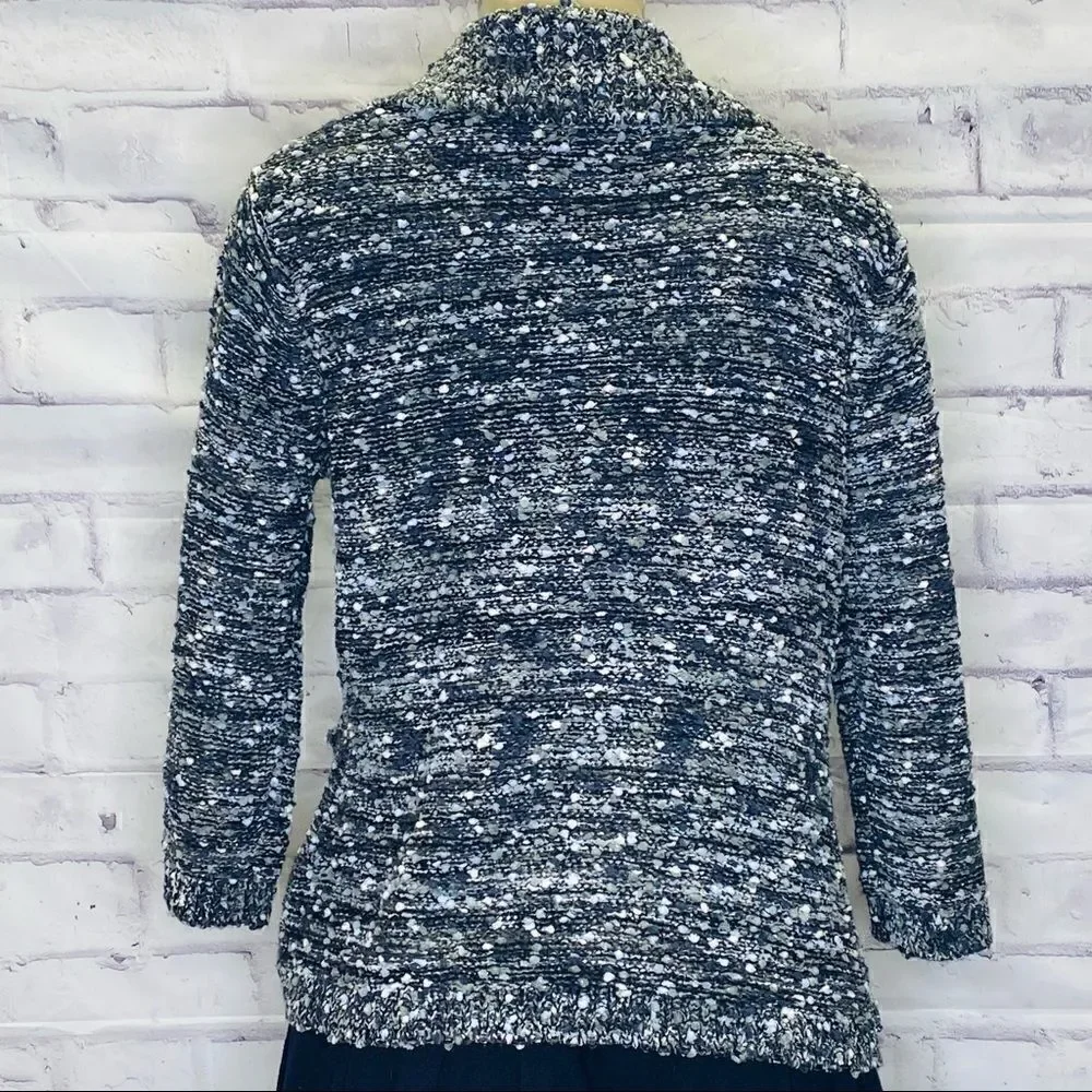 Eci Metallic Thread Collar 2-button Cardigan- M - Picture 2 of 8